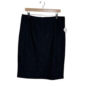 Halogen Black Lace Pencil Skirt Knee Length Women Size 14